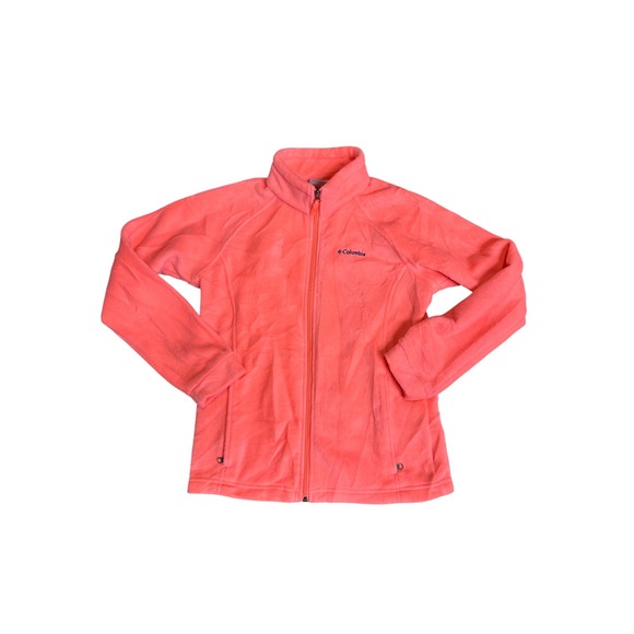 Columbia Womens Fleece Jacket Full Zip Coral Pink Cozy Outdoor L - Picture 1 of 3